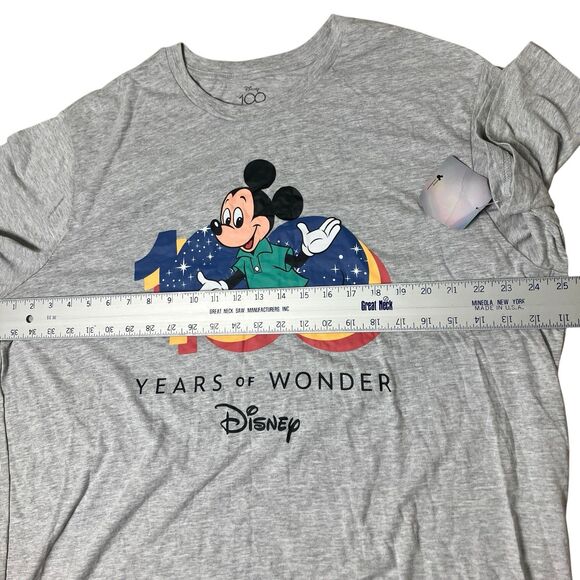 Disney T-Shirt Mens XXL Gray 100 Years Of Wonder Mickey Mouse Graphic Print New - Picture 5 of 8